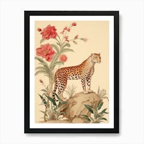 Leopard And Flowers 1 Art Print