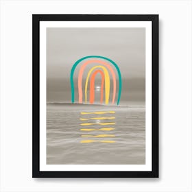 Retro Rainbow In The Ocean Art Print