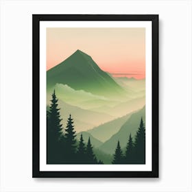 Misty Mountains Vertical Composition In Green Tone 10 Art Print