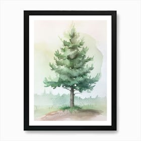 Juniper Tree Atmospheric Watercolour Painting 4 Art Print