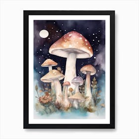 Magic Spring Mushrooms Illustration 14 Art Print