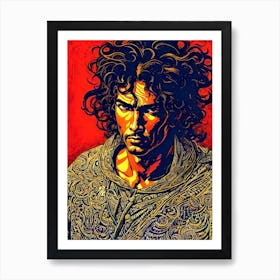 Messy hair man Art Print