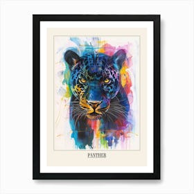 Panther Colourful Watercolour 2 Poster Art Print