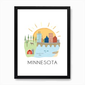 Minnesota Land of 10,000 Lakes Art Print