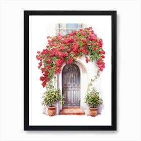 Valencia, Spain   Mediterranean Doors Watercolour Painting 1 Art Print