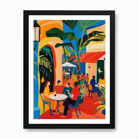 Matisse Inspired, Cafe At The Plaza, Fauvism Style Art Print
