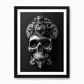 Skull With Geometric 2 Designs Pink Stream Punk Art Print