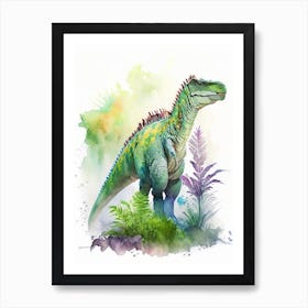 Iguanodon Watercolour Dinosaur Art Print