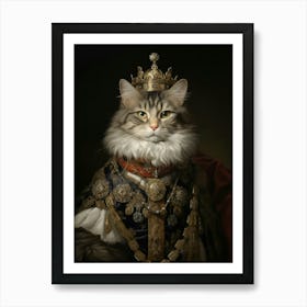 Cat In Royal Clothing Rococo Style 2 Art Print