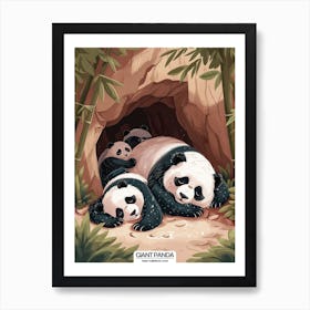 Giant Panda Family Sleeping In A Cave Poster 85 Art Print