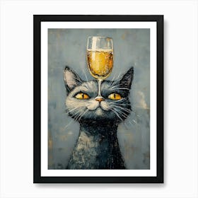 Cat Balances Wine 9 Art Print