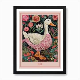 Floral Animal Painting Duck 1 Poster Art Print