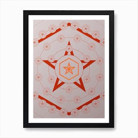 Geometric Abstract Glyph Circle Array in Tomato Red n.0177 Art Print