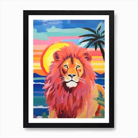 Vivid Bright Lion In The Sunset 4 Art Print