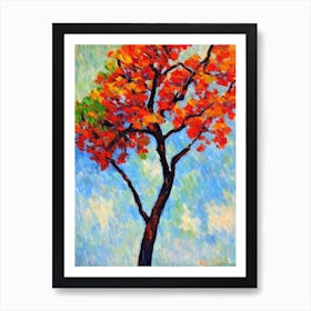 Mountain Ash tree Abstract Block Colour Art Print