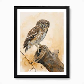 Burmese Fish Owl Painting 2 Art Print