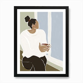 Woman Drinking Coffee Art Print