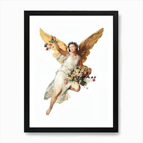Angel With Flowers Art Print