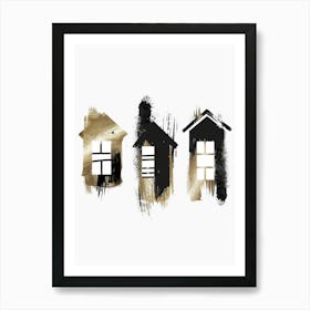 Three Houses Canvas Print Art Print