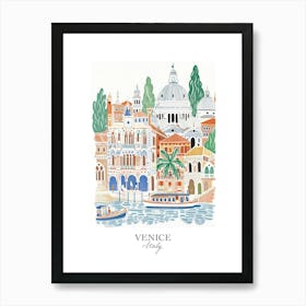 Venice Italy Gouache Travel Illustration Art Print