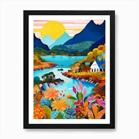 Colorful Vibrant Abstract Mountain Art Print