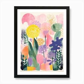 Colourful Botanical Risograph Style 16 Art Print