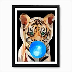 Tiger Cub With Blue Ball Art Print