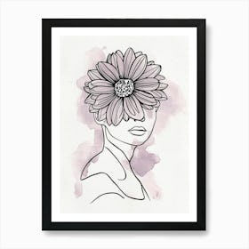 Portrait Of A Woman With A Flower Art Print