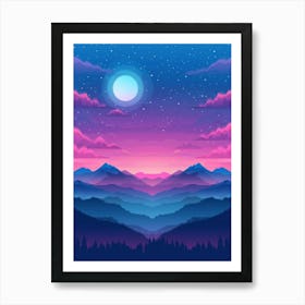 Mountain Landscape At Night Art Print