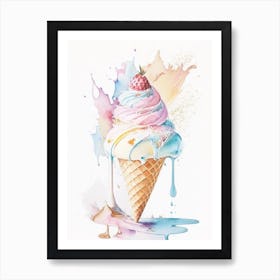 Ice Cream Dessert Storybook Watercolour 1 Flower Art Print