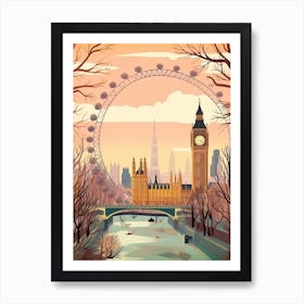 Vintage Winter Travel Illustration London United Kingdom 6 Art Print