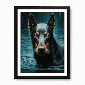 Dog In Water Print Art Print