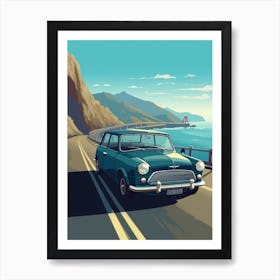 A Mini Cooper In The Pacific Coast Highway Car Illustration 1 Art Print