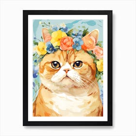 Exotic Shorthair Cat With A Flower Crown Painting Matisse Style 2 Art Print