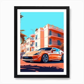 A Nissan Z In French Riviera Car Illustration 4 Art Print