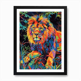 Masai Lion Lion In Different Seasons Fauvist Painting 2 Art Print