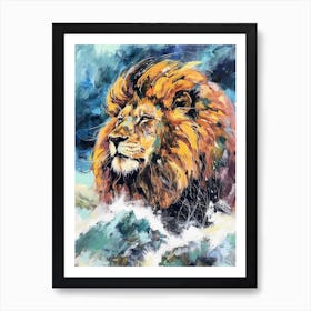 Transvaal Lion Family Bonding Fauvist Painting 4 Art Print