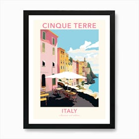 Cinque Terre, Italy, Flat Pastels Tones Illustration 1 Poster Art Print