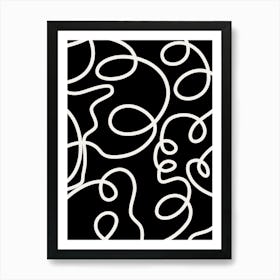 Abstract Lines Brush Strokes Black Art Print