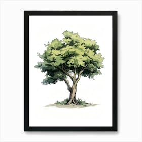 Pecan Tree Pixel Illustration 4 Art Print