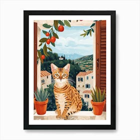 Bengal Cat Storybook Illustration 2 Art Print