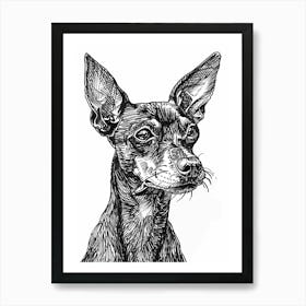 Pinscher Dog Line Sketch 1 Art Print