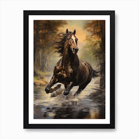 Horse Running Oil Painting Style 1 Art Print