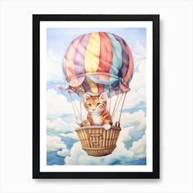 Baby Bengal Tiger In A Hot Air Balloon Art Print