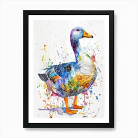 Goose Colourful Watercolour 2 Art Print