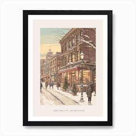 Vintage Winter Poster New York City Usa 6 Art Print