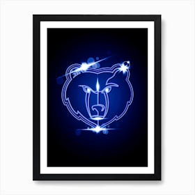 Memphis Grizzlies Neon Art Print