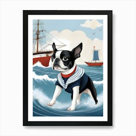 Boston Terrier Sailor-Reimagined 6 Art Print