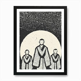 A Tranquil Scene Of Zen Buddhist Monks In Meditation Art Print