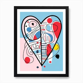 Pastel Pink & Blue Geometric Heart Art Print